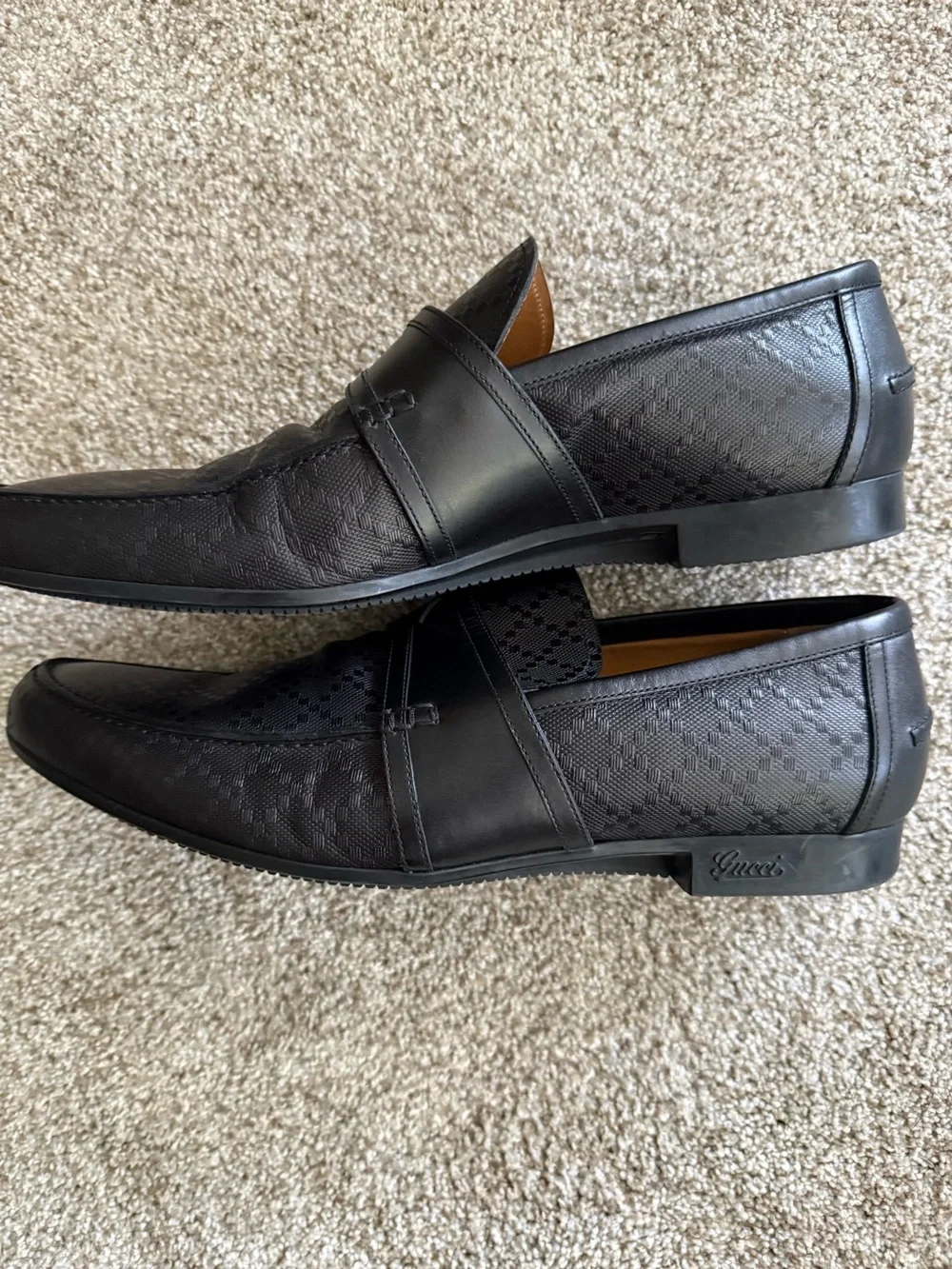 Gucci Black Leather Lux Diamante  Loafers